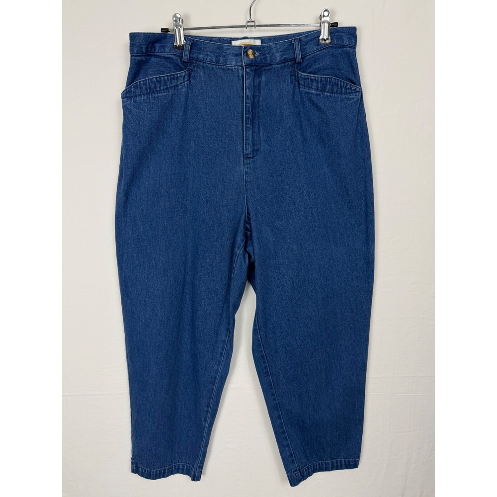Talbots Petites Tapered Leg Capri Jeans Women 12P Blue High Rise 100% Cotton